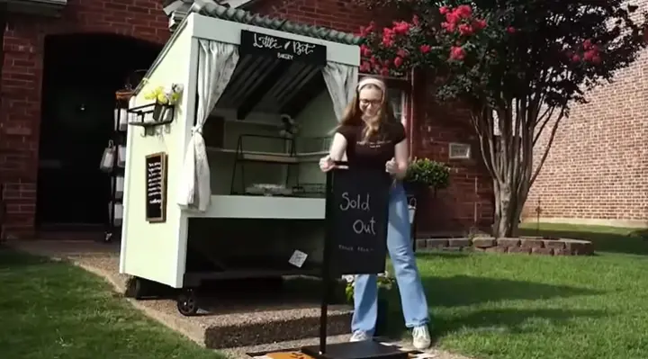 Customers waiting outside Angela Henson’s front porch bakery in Frisco, Texas